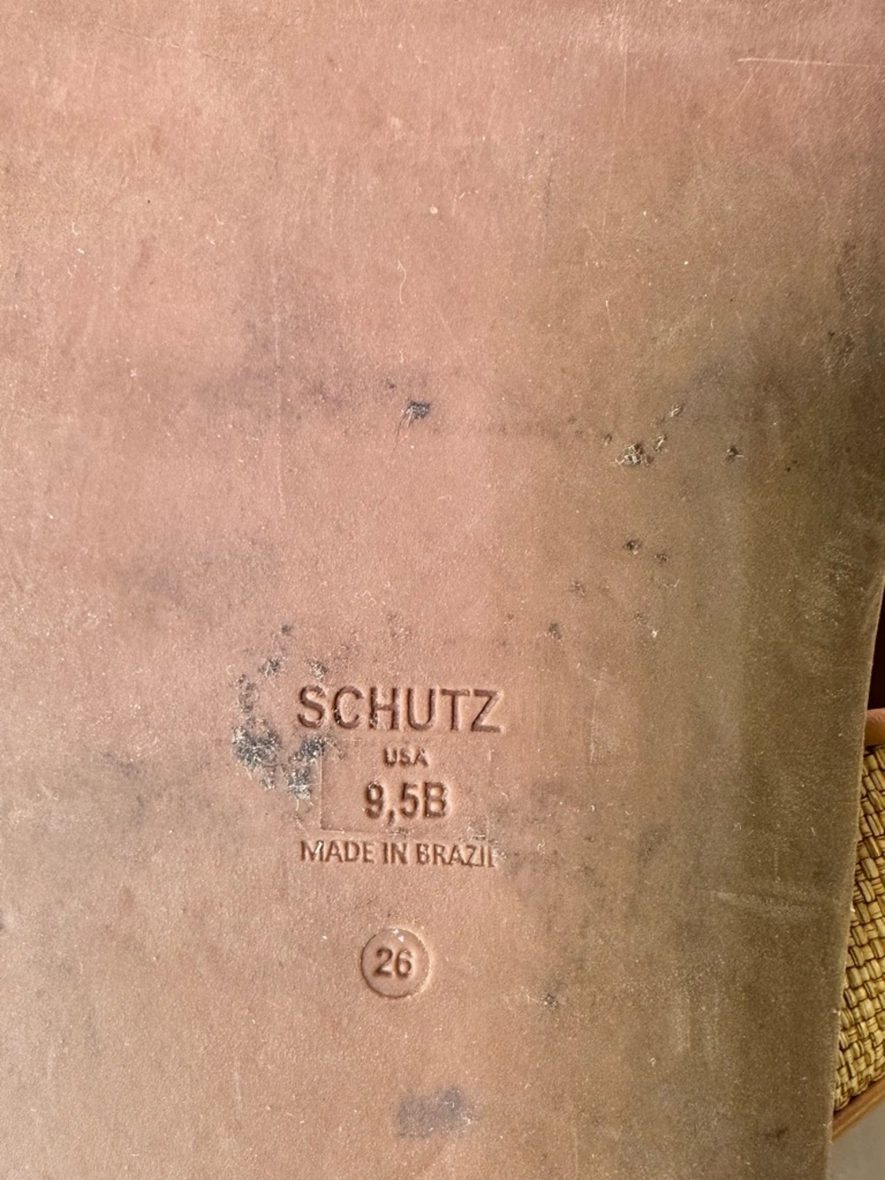 SCHUTZ Tan Slide Sandals with Gold Buckle Accents - Picture 11 of 11